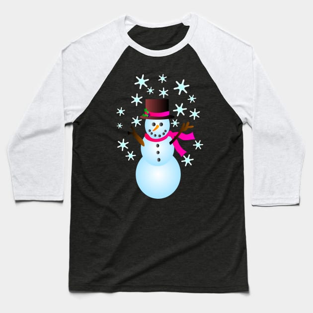 Happy Snowman in the Snow Baseball T-Shirt by GemmasGems